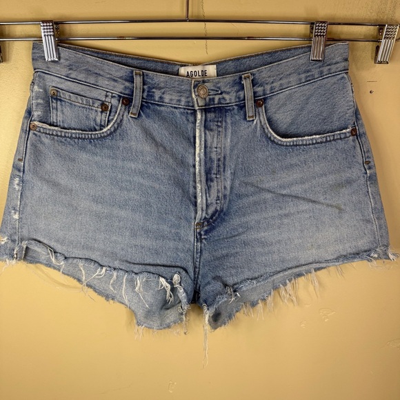 Agolde Parker Button Fly Distressed‎ Denim Cut Off Shorts Size 28 Grunge - Picture 1 of 10